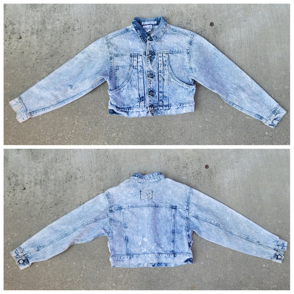 Vtg Code Bleu Acid Washed Cropped Distressed Jean Denim  Japanese Jacket